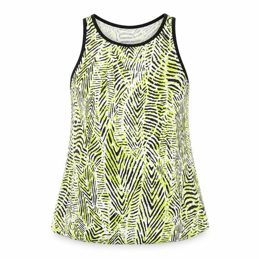 New Look Womens Green Geometric Cotton Basic Tank Size 8 Round Neck
