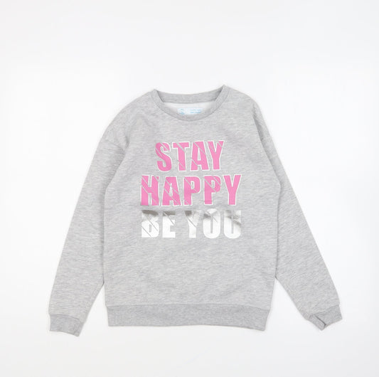 Primark Girls Grey Cotton Pullover Sweatshirt Size 9-10 Years Pullover - Stay Happy Be You
