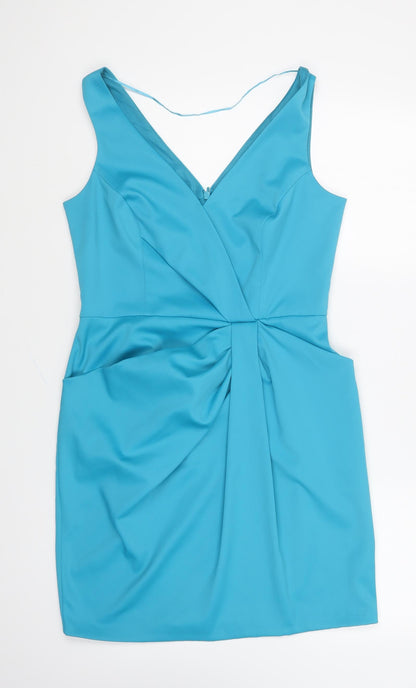 F&F Womens Blue Polyester Mini Size 12 V-Neck Zip