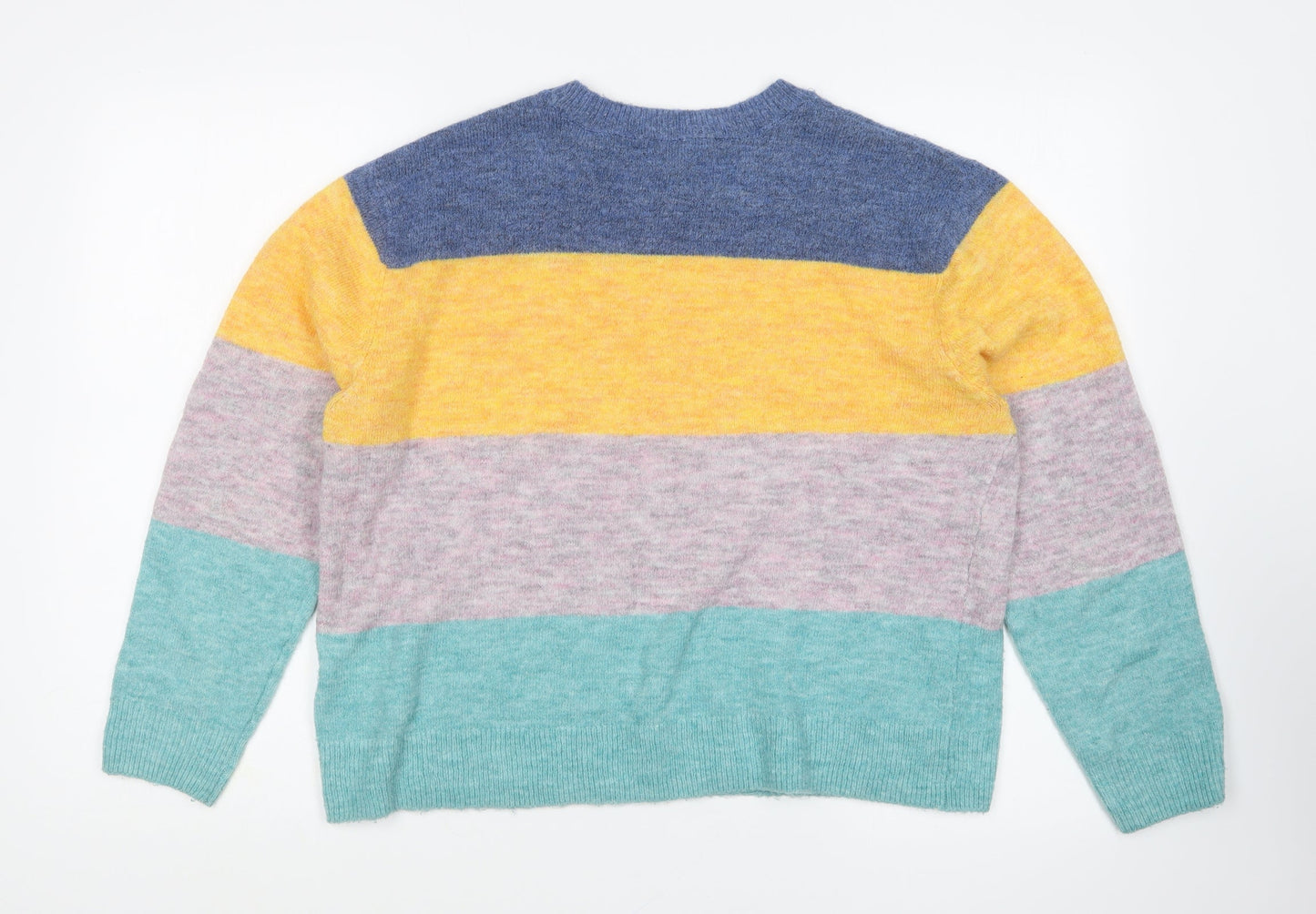 H&M Womens Multicoloured Round Neck Acrylic Pullover Jumper Size S