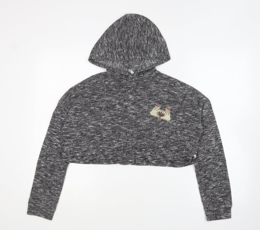 River Island Girls Grey Polyester Pullover Hoodie Size 11-12 Years Pullover