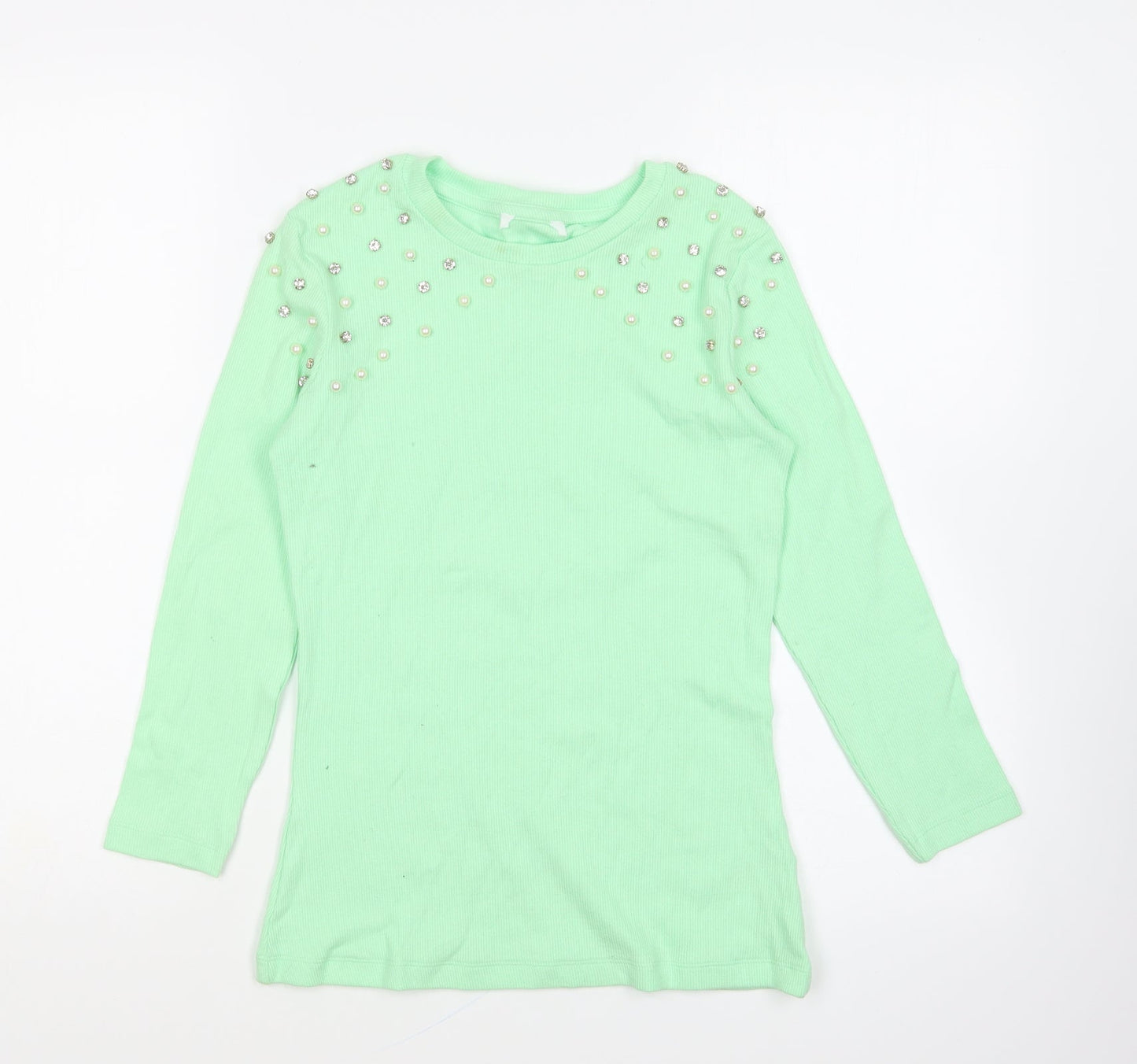 savida Womens Green Cotton Basic T-Shirt Size XS Round Neck