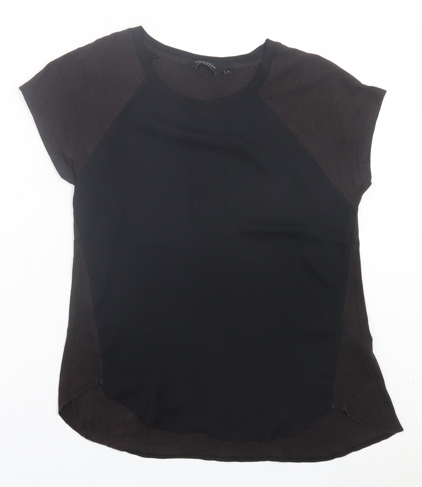 New Look Womens Brown Cotton Basic T-Shirt Size 8 Crew Neck