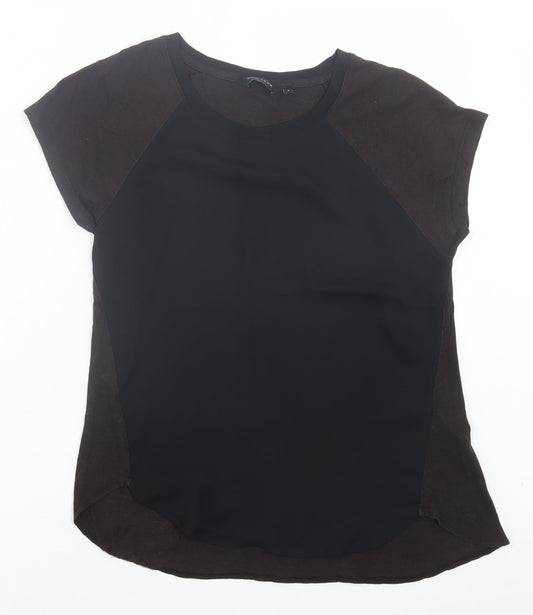 New Look Womens Brown Cotton Basic T-Shirt Size 8 Crew Neck