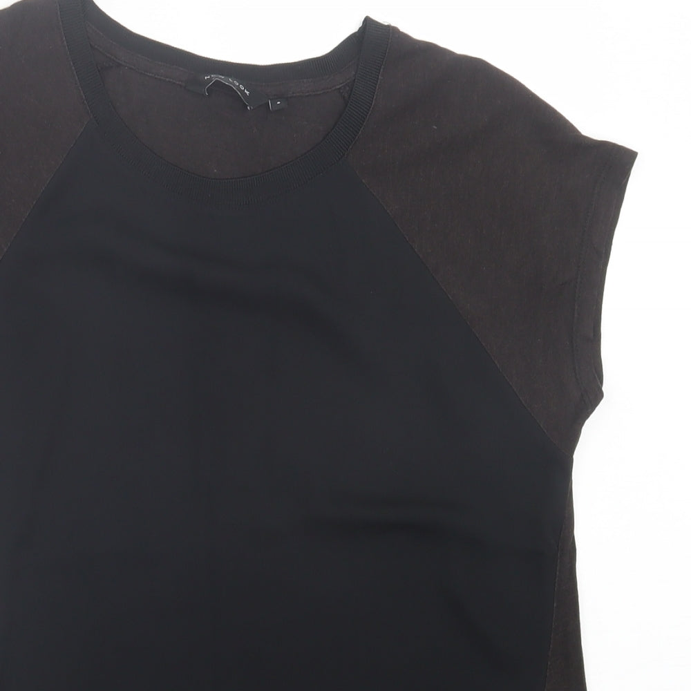 New Look Womens Brown Cotton Basic T-Shirt Size 8 Crew Neck