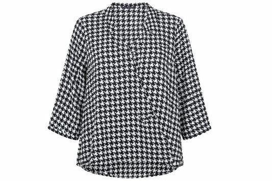 Marks and Spencer Womens Black Herringbone Polyester Basic Blouse Size 14 V-Neck