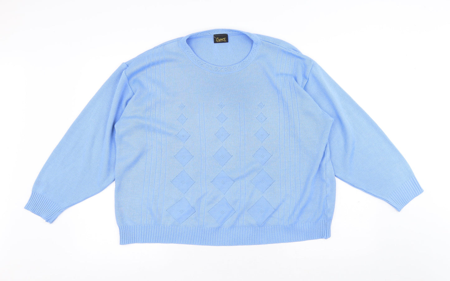 Capers Womens Blue Round Neck Polyethylene Pullover Jumper Size M