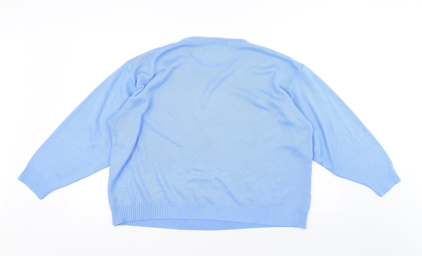 Capers Womens Blue Round Neck Polyethylene Pullover Jumper Size M