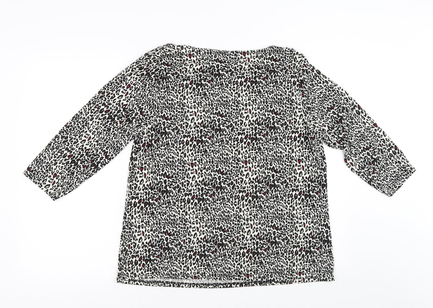 Marks and Spencer Womens Multicoloured Animal Print Viscose Basic T-Shirt Size 18 Square Neck - Leopard Print
