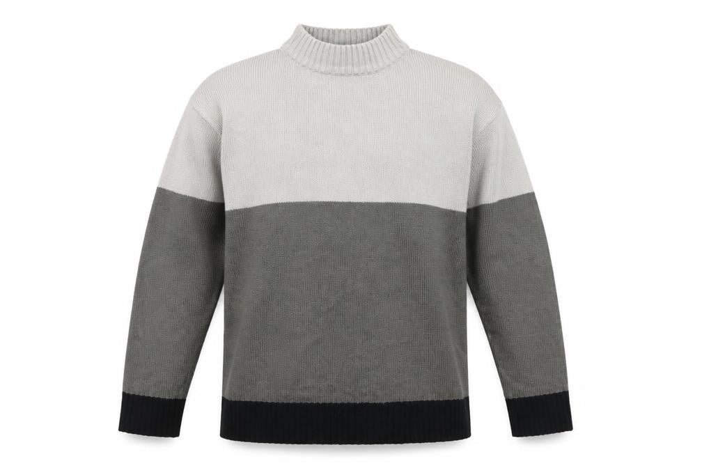 Damart Mens Grey High Neck Geometric Acrylic Pullover Jumper Size L