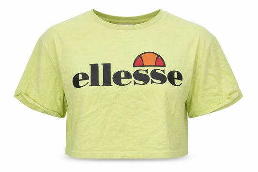 Ellesse Womens Gold Cotton Cropped T-Shirt Size 10 Round Neck