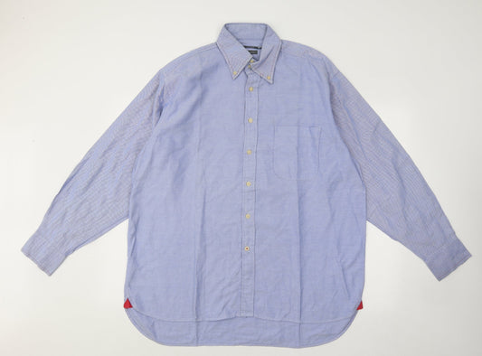 Code Mens Blue Cotton Button-Up Size 16.5 Collared Button