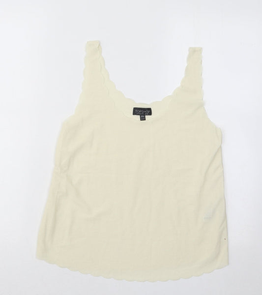 Topshop Womens Yellow Polyester Basic Tank Size 10 Round Neck