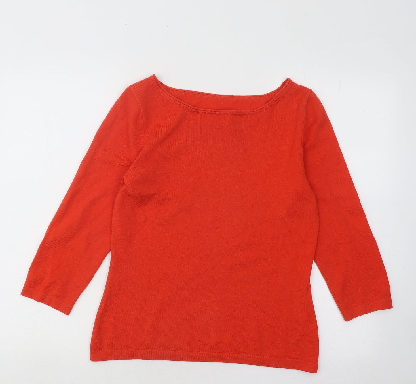 Preworn Womens Red Boat Neck Cotton Pullover Jumper Size 8