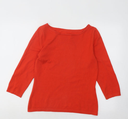 Preworn Womens Red Boat Neck Cotton Pullover Jumper Size 8