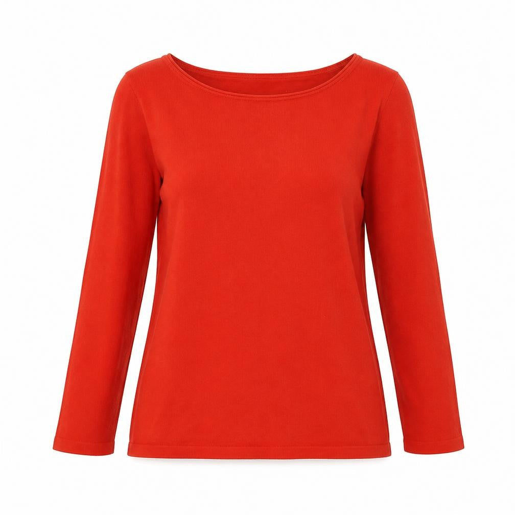 Preworn Womens Red Boat Neck Cotton Pullover Jumper Size 8