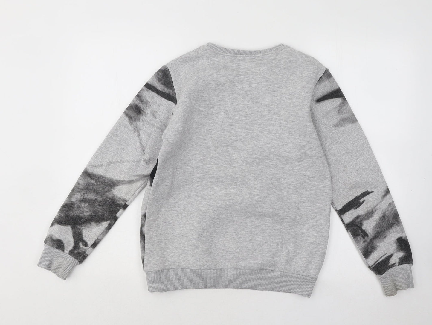 Hashtag Boys Grey Geometric Cotton Pullover Sweatshirt Size 10 Years Pullover - Campus