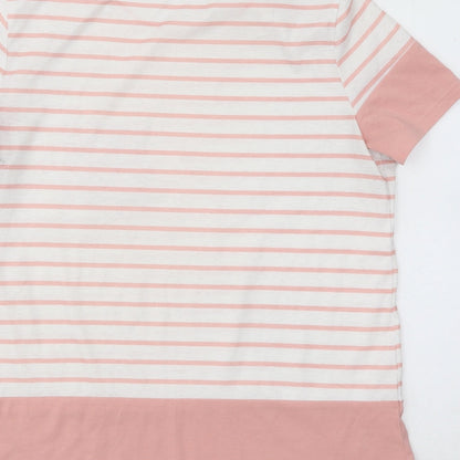 SHEIN Womens Pink Striped Polyester Basic T-Shirt Size M Round Neck