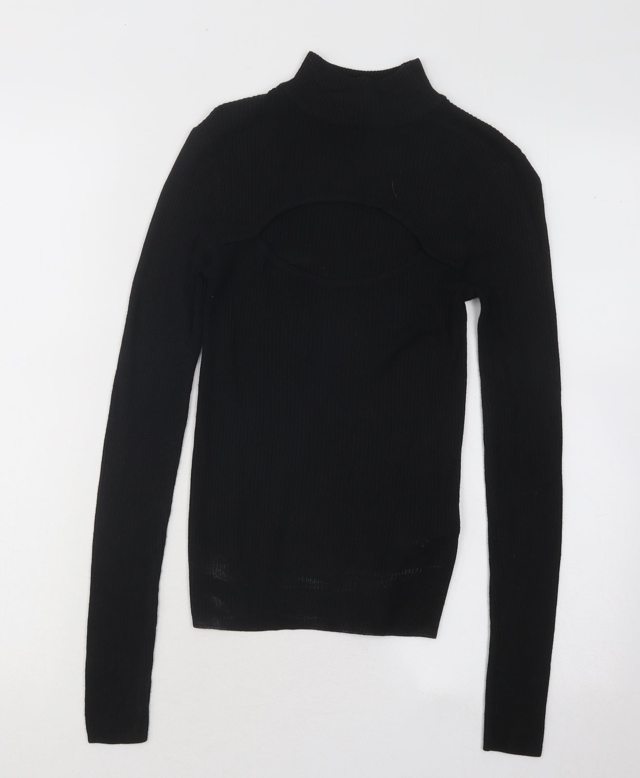 Divided by H&M Womens Black Mock Neck Viscose Pullover Jumper Size XS - Cut Out Chest