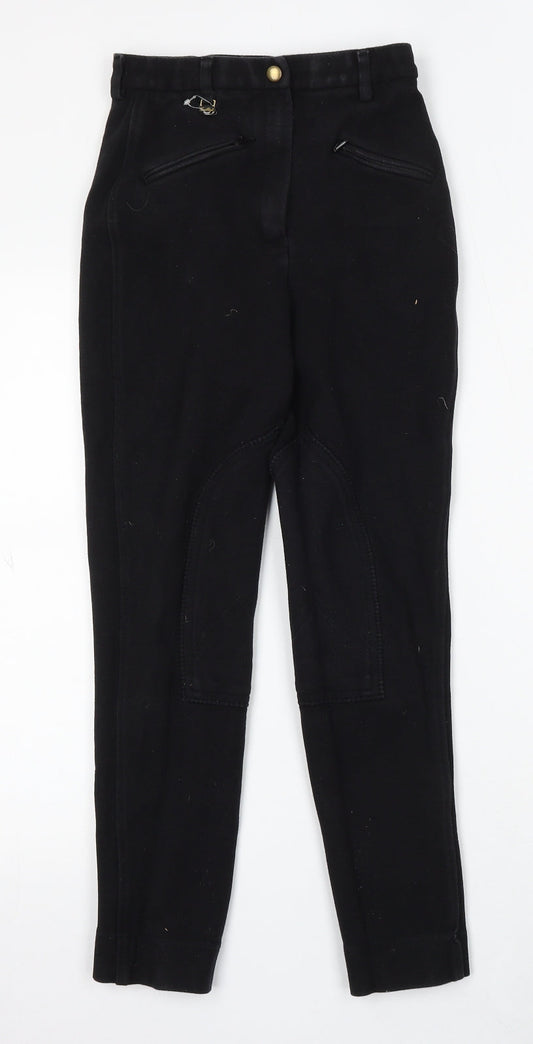 Gallop Womens Black Cotton Jogger Trousers Size 26 in L28 in Regular Button - Jodhpurs/horse riding