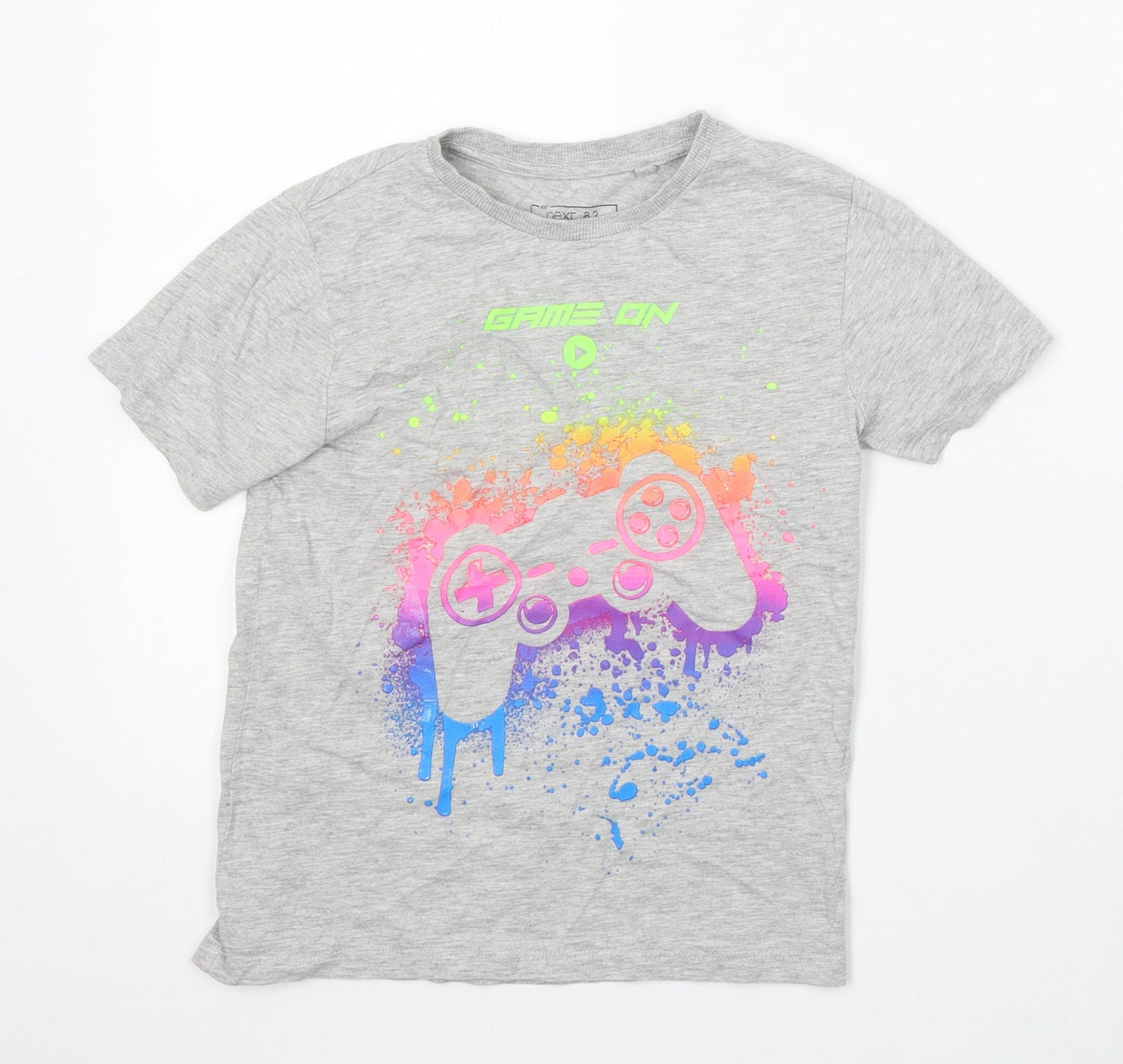 NEXT Boys Grey Cotton Basic T-Shirt Size 6 Years Round Neck - Gaming
