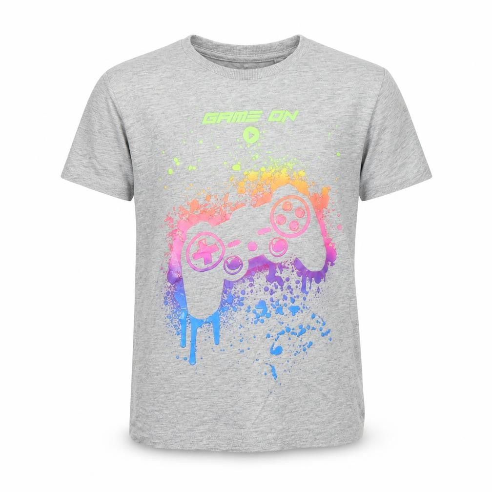 Next Boys Grey Cotton Basic T-Shirt Size 6 Years Round Neck - Gaming