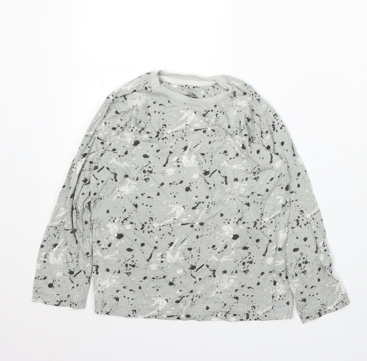 Studio Boys Grey Geometric Cotton Basic Button-Up Size 5-6 Years Round Neck