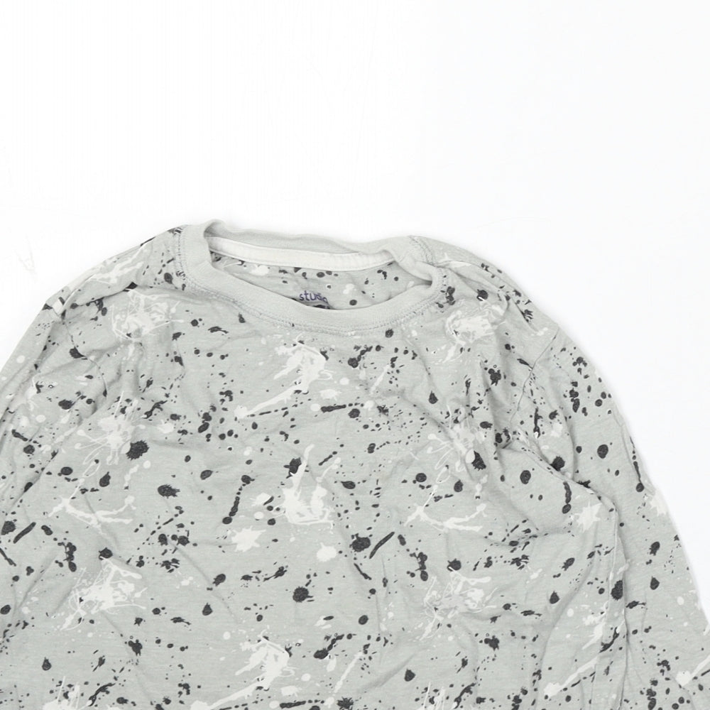 Studio Boys Grey Geometric Cotton Basic Button-Up Size 5-6 Years Round Neck
