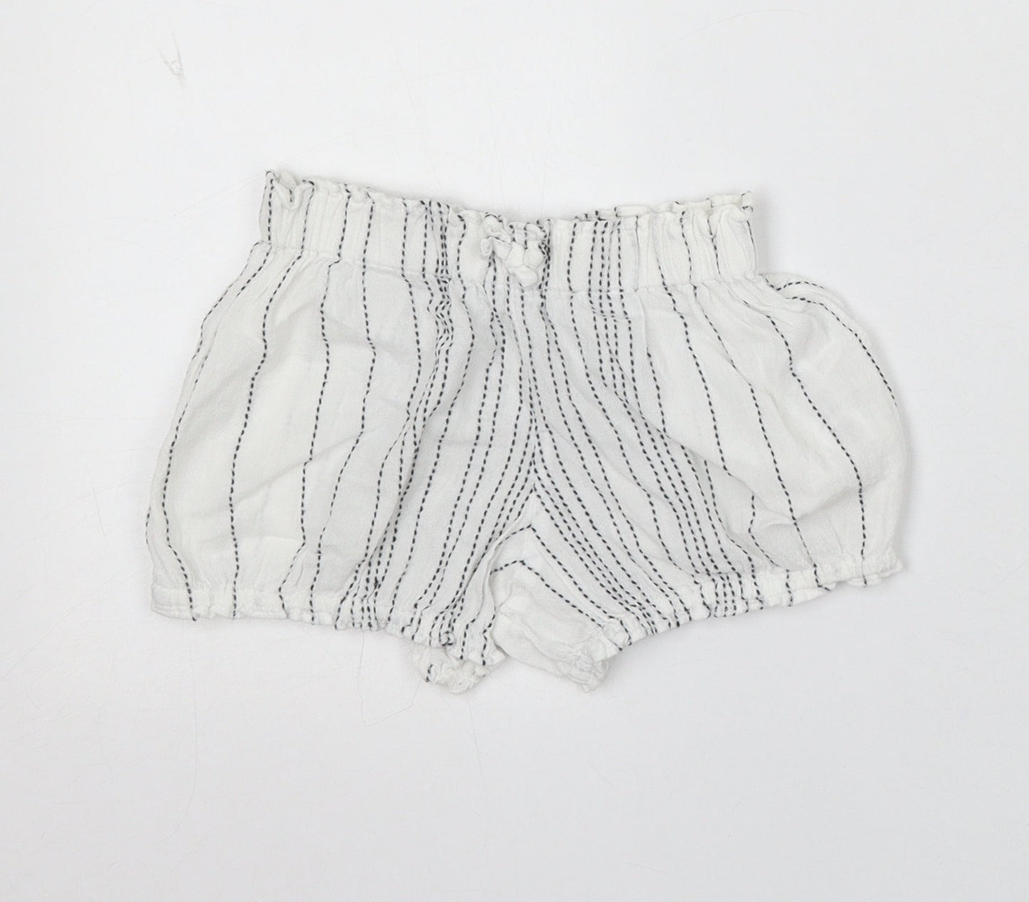 F&F Girls White Striped Viscose Cropped Trousers Size 18-24 Months - Shorts