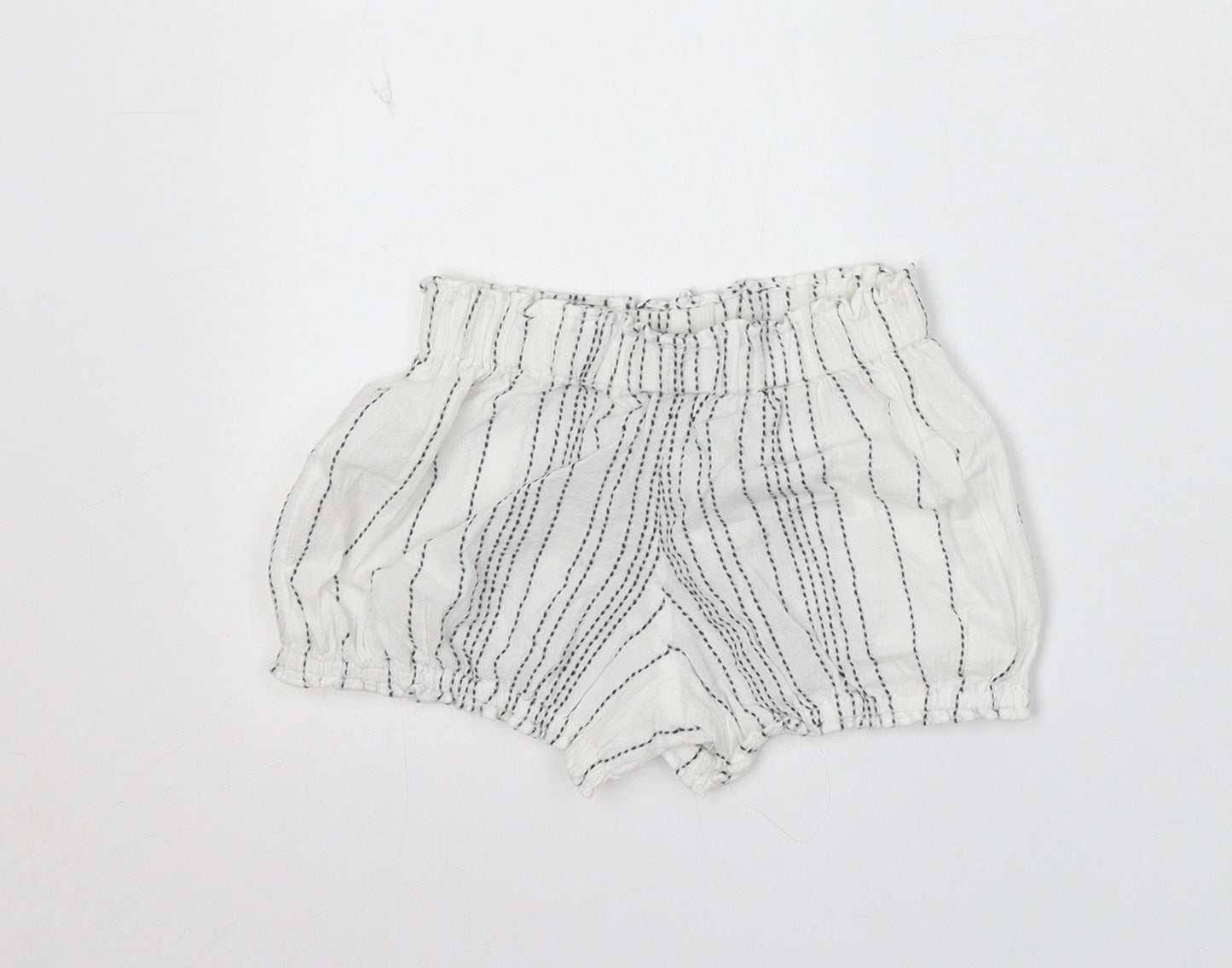 F&F Girls White Striped Viscose Cropped Trousers Size 18-24 Months - Shorts