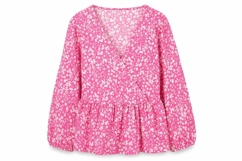 Pep&Co Womens Pink Floral Viscose Basic Blouse Size 12 V-Neck