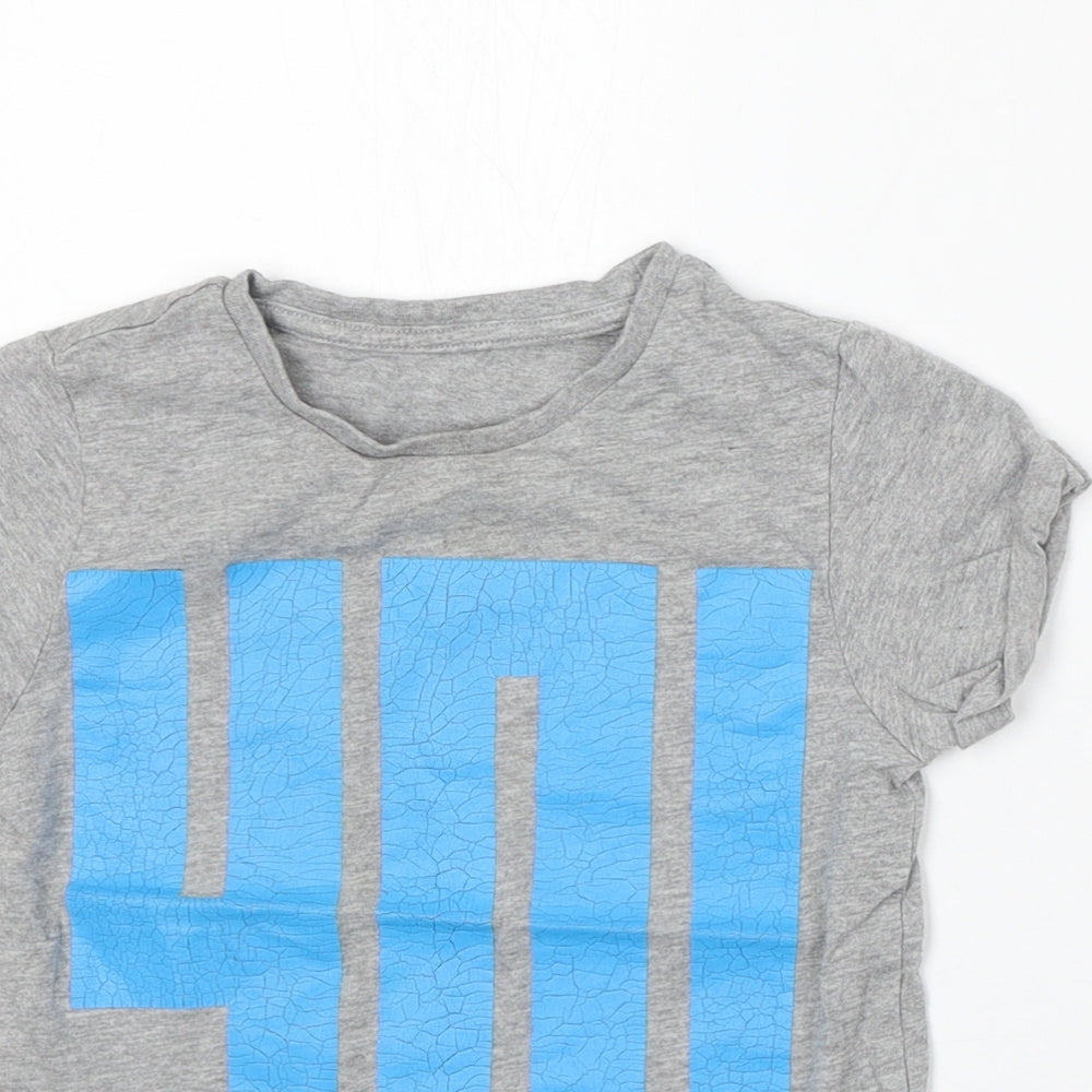 M Boys Grey Cotton Basic T-Shirt Size 5 Years Round Neck - Yo!