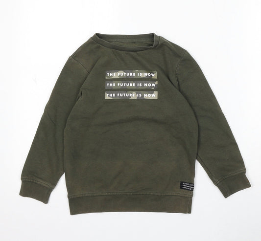 George Boys Green Cotton Pullover Sweatshirt Size 6-7 Years - The Future Is Now