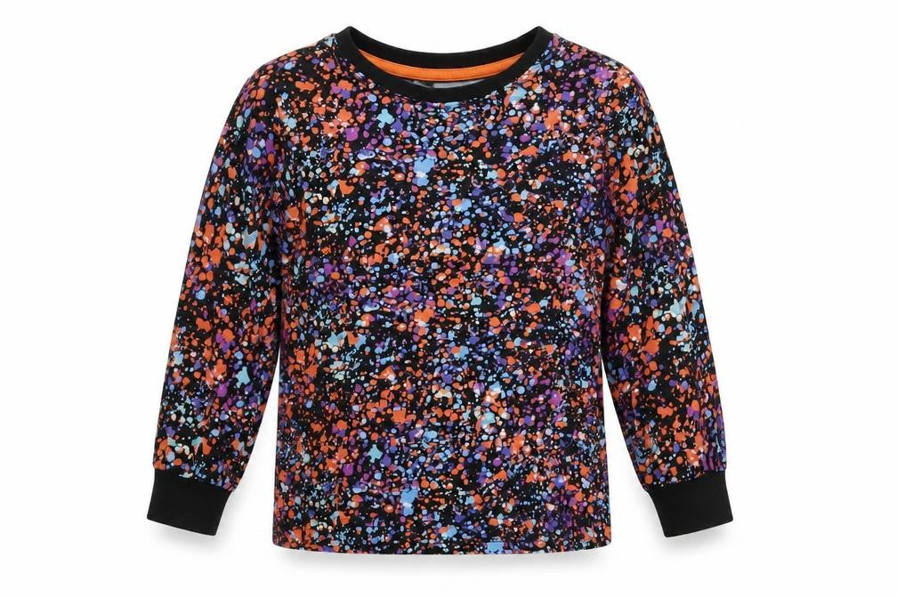 Matalan Girls Black Geometric Cotton Pullover T-Shirt Size 6 Years Crew Neck Pullover