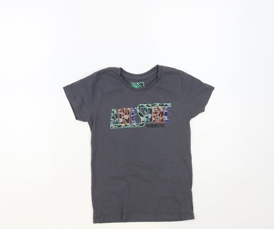 Matalan Boys Grey Cotton Pullover T-Shirt Size 6 Years Crew Neck Pullover - Awesome Vibes