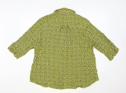 Next Womens Yellow Animal Print Viscose Basic Button-Up Size XL Collared