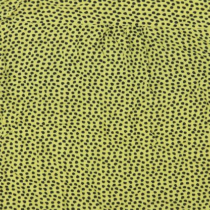 Next Womens Yellow Animal Print Viscose Basic Button-Up Size XL Collared