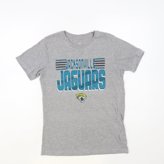 Team Apparel Womens Grey Cotton Jersey T-Shirt Size L Crew Neck - Jacksonville Jaguars