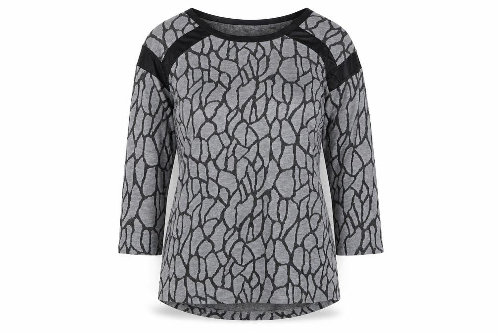 VERO MODA Womens Grey Round Neck Geometric Polyester Pullover Jumper Size M