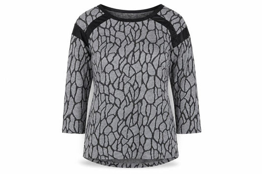 Vero Moda Womens Grey Round Neck Geometric Polyester Pullover Jumper Size M