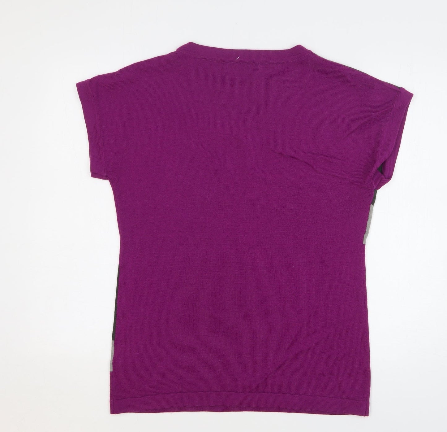Alexara Womens Purple Round Neck Geometric Acrylic Pullover Jumper Size M