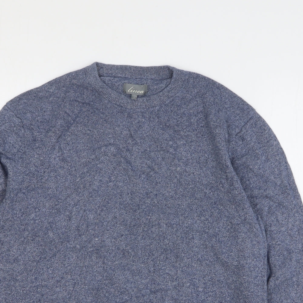 Linea Womens Blue Round Neck Cotton Pullover Jumper Size M