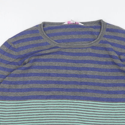Julipa Womens Multicoloured Round Neck Striped Acrylic Pullover Jumper Size 12