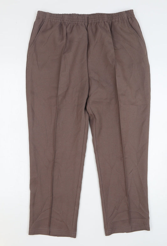 Damart Womens Brown Polyester Trousers Size 18 L26 in Regular