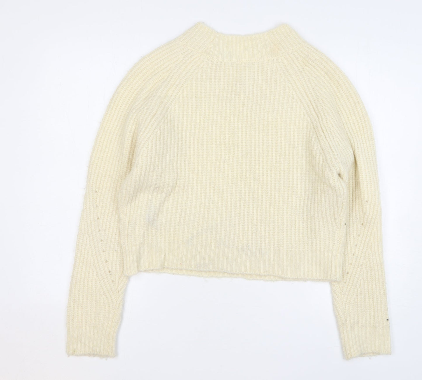 Warehouse Womens Beige V-Neck Acrylic Pullover Jumper Size 14