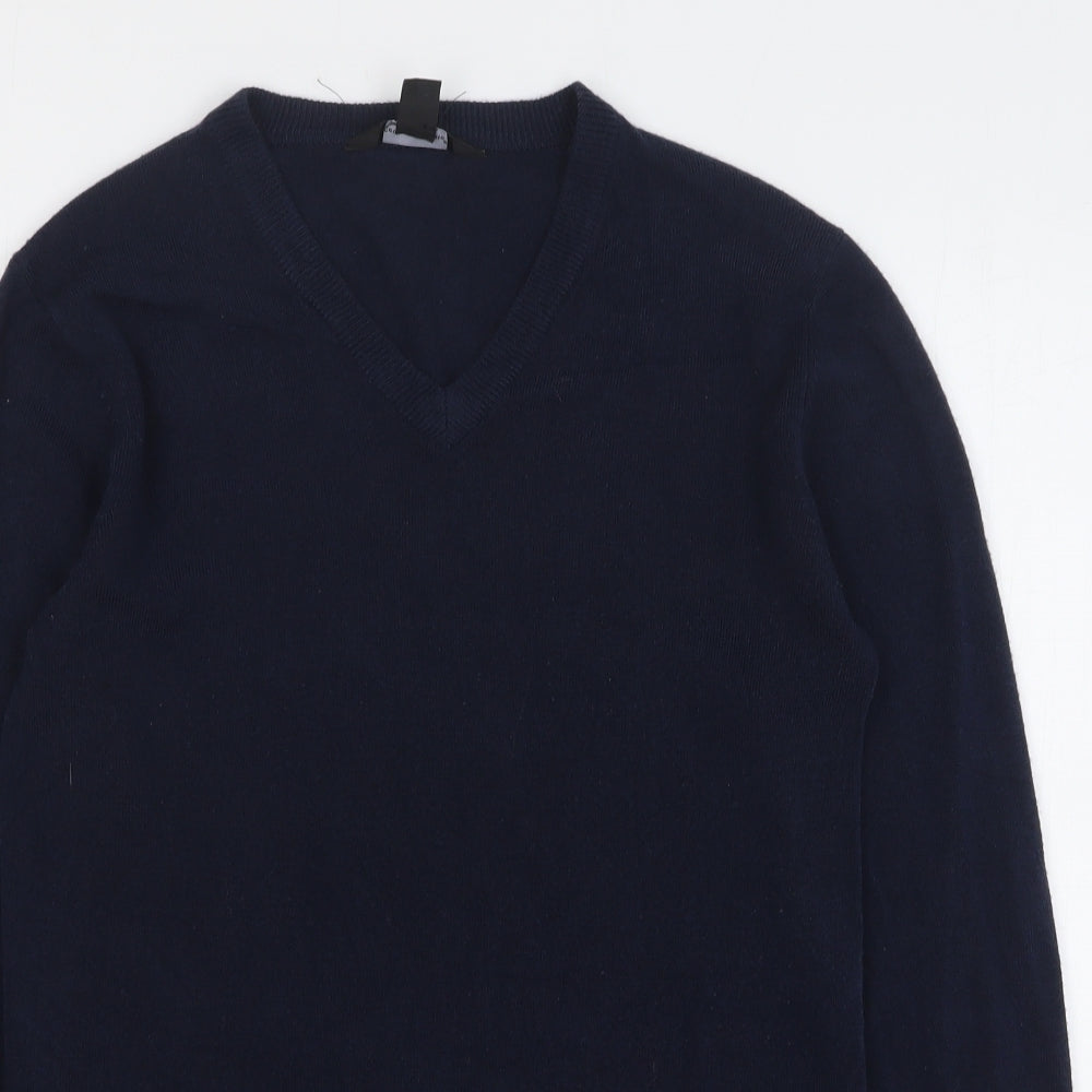 Cedar Wood State Mens Blue V-Neck Acrylic Pullover Jumper Size XS