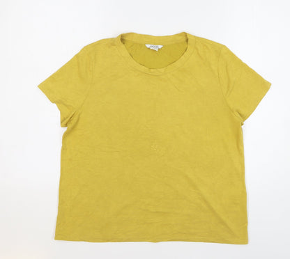 Monki Womens Yellow Modal Basic T-Shirt Size M Round Neck