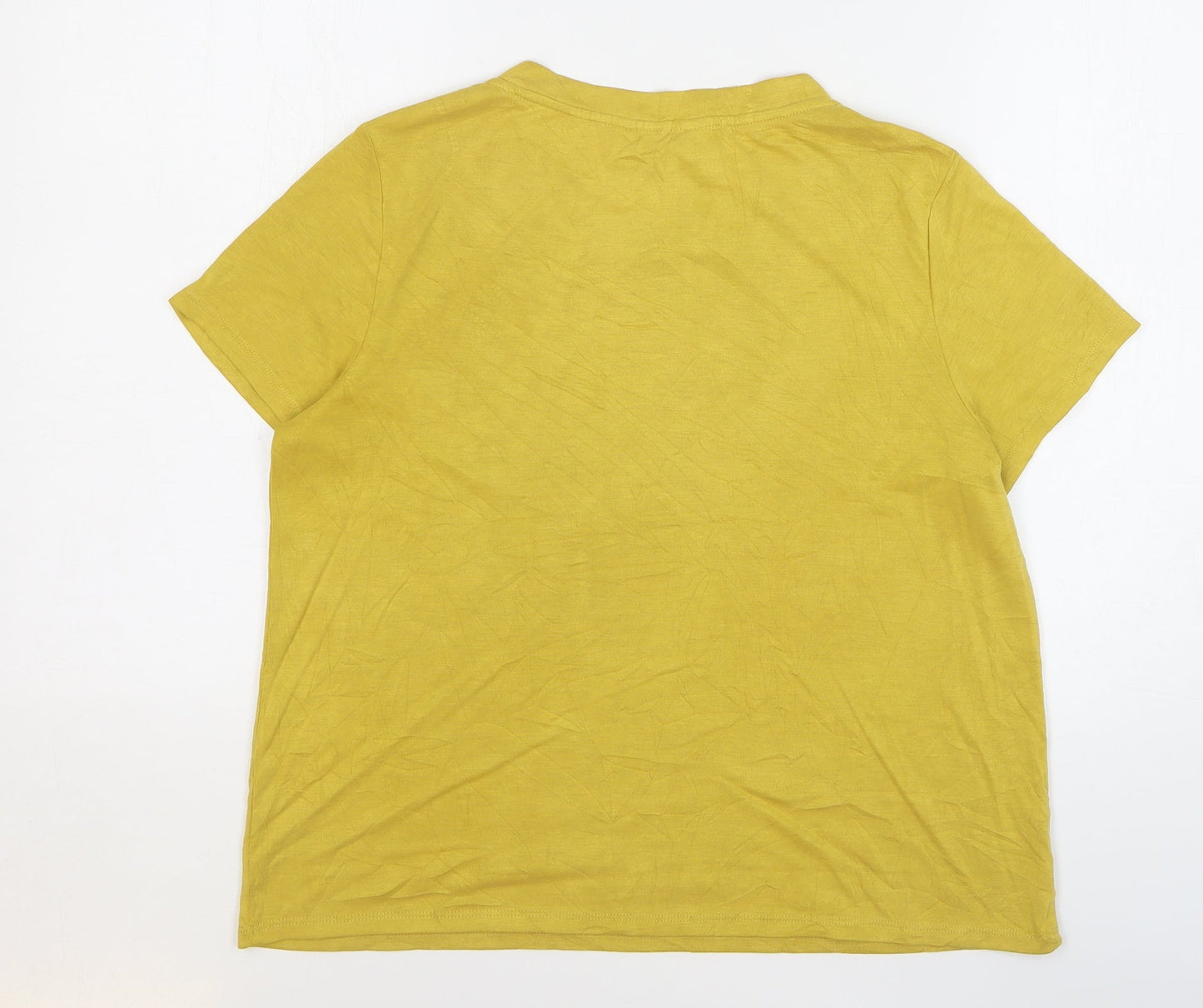 Monkl Womens Yellow Modal Basic T-Shirt Size M Round Neck