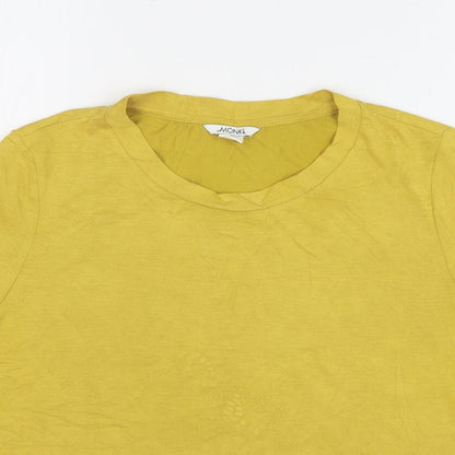 Monki Womens Yellow Modal Basic T-Shirt Size M Round Neck