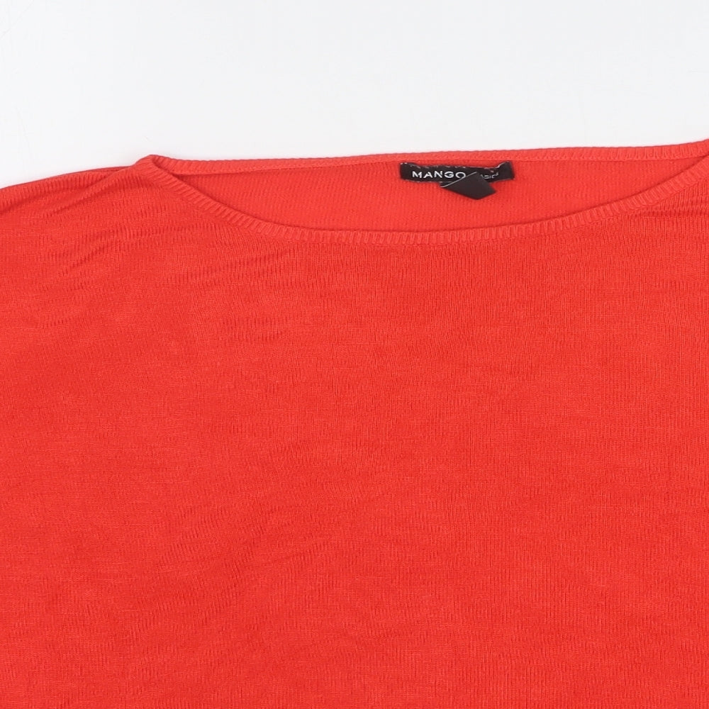 Mango Womens Red Round Neck Polyester Pullover Jumper Size M